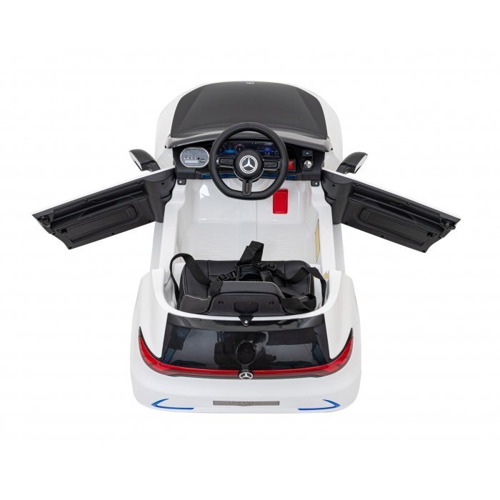 MERCEDES-BENZ Masinuta electrica pentru copii Mercedes Benz AMG EQA alb 70W cu telecomanda sunete suspensii lumini scaun piele si roti din spuma Eva