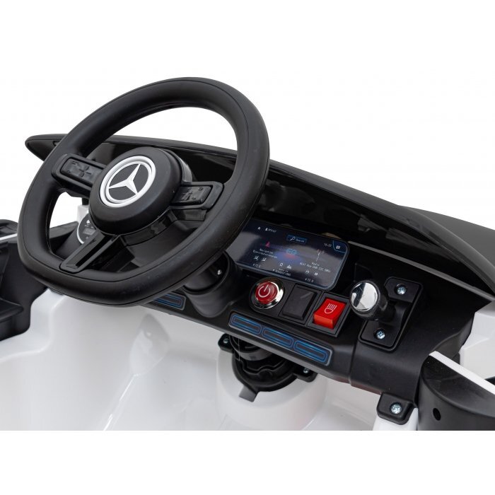 MERCEDES-BENZ Masinuta electrica pentru copii Mercedes Benz AMG EQA alb 70W cu telecomanda sunete suspensii lumini scaun piele si roti din spuma Eva