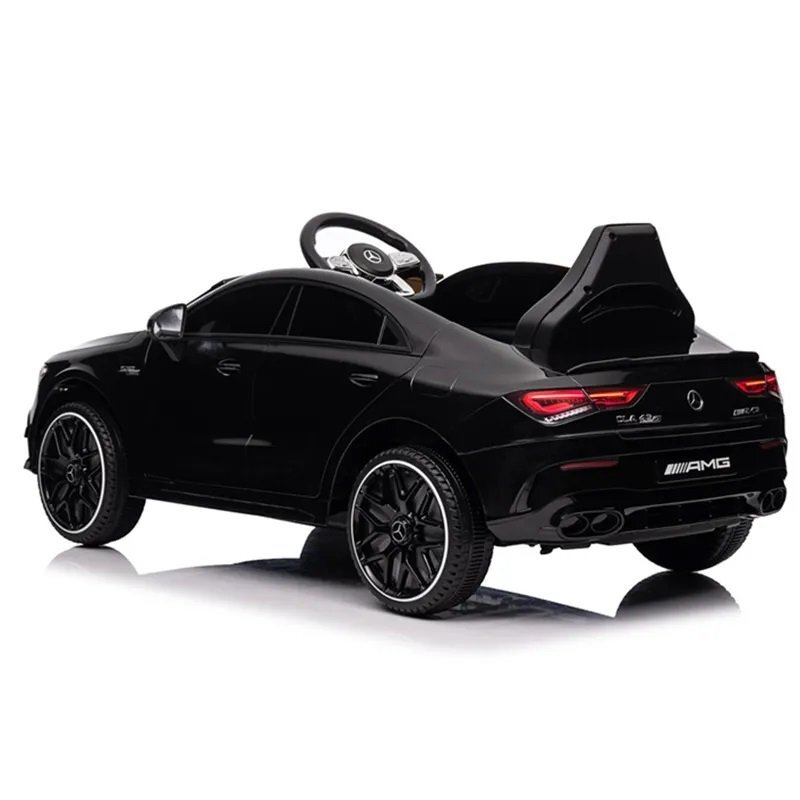 MERCEDES-BENZ Masinuta electrica pentru copii Mercedes Benz CLA45 Black 70W cu echipare Premium si licenta telecomanda oglinzi retrovizoare roti din spuma Eva si scaun din piele