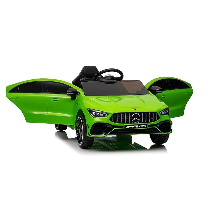 MERCEDES-BENZ Masinuta electrica pentru copii Mercedes Benz CLA45 Green 70W cu echipare Premium si licenta telecomanda oglinzi retrovizoare roti din spuma Eva si scaun din piele