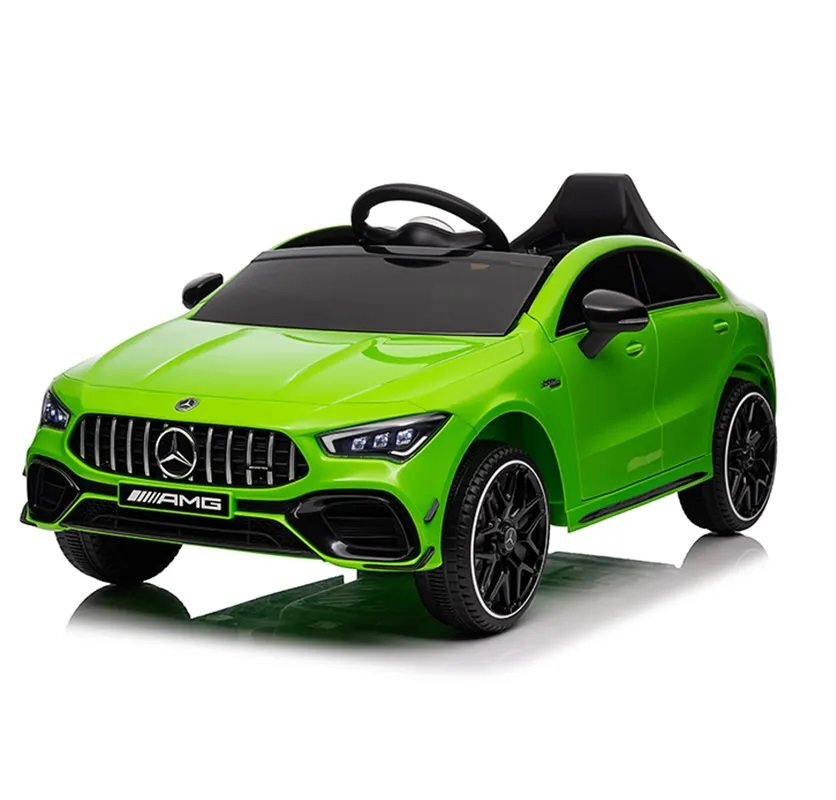 MERCEDES-BENZ Masinuta electrica pentru copii Mercedes Benz CLA45 Green 70W cu echipare Premium si licenta telecomanda oglinzi retrovizoare roti din spuma Eva si scaun din piele