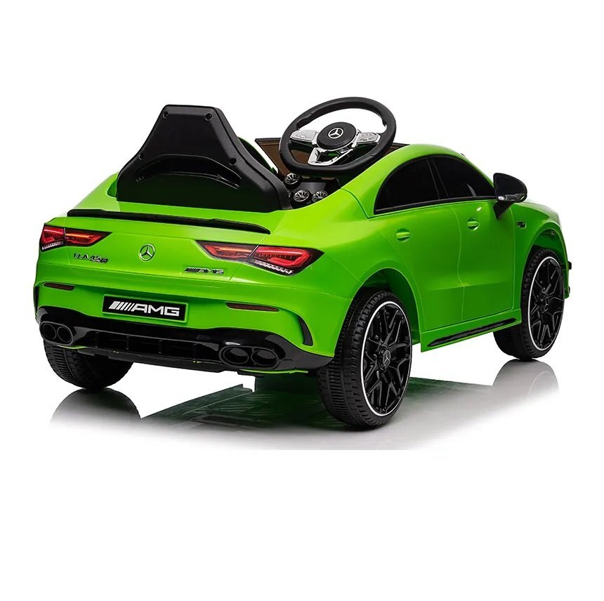 MERCEDES-BENZ Masinuta electrica pentru copii Mercedes Benz CLA45 Green 70W cu echipare Premium si licenta telecomanda oglinzi retrovizoare roti din spuma Eva si scaun din piele