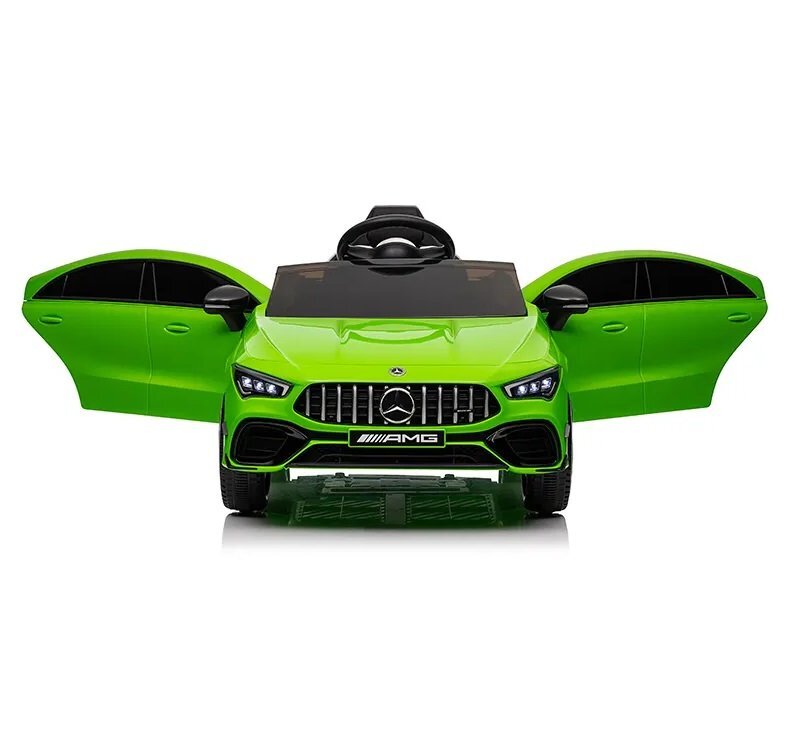 MERCEDES-BENZ Masinuta electrica pentru copii Mercedes Benz CLA45 Green 70W cu echipare Premium si licenta telecomanda oglinzi retrovizoare roti din spuma Eva si scaun din piele