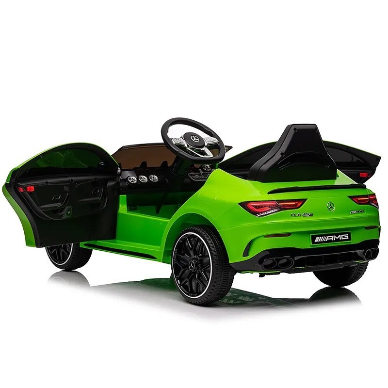 MERCEDES-BENZ Masinuta electrica pentru copii Mercedes Benz CLA45 Green 70W cu echipare Premium si licenta telecomanda oglinzi retrovizoare roti din spuma Eva si scaun din piele