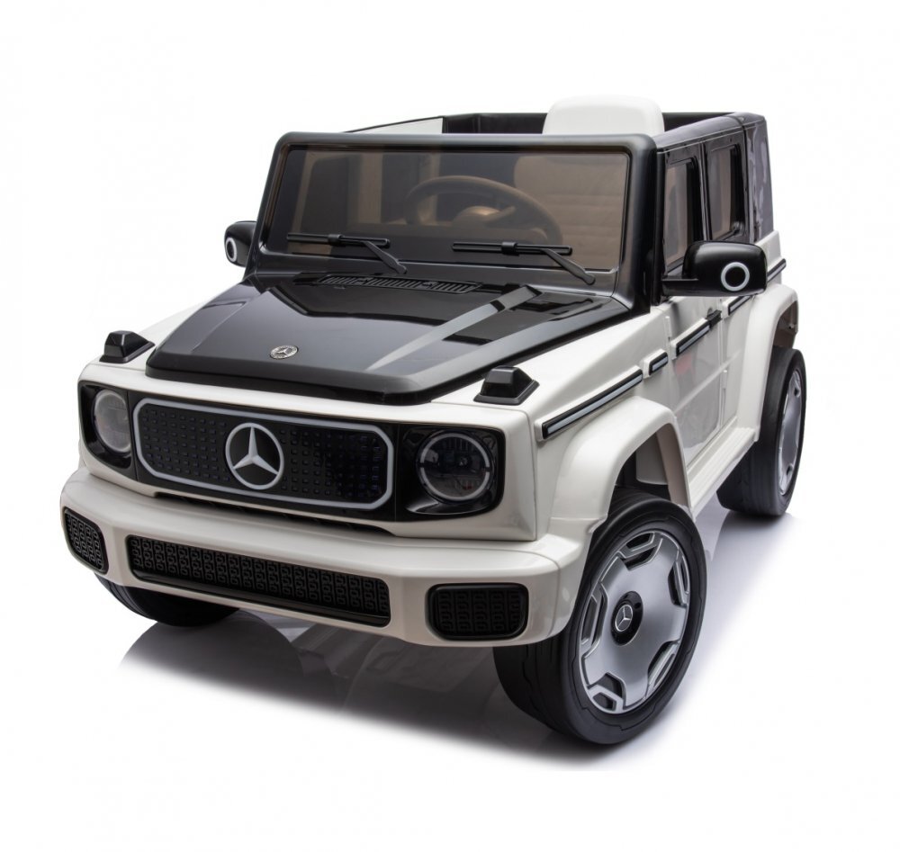 MERCEDES-BENZ Masinuta electrica pentru copii Mercedes Benz EQG White 110w cu echipare premiumacumulator 12V9Ahroti evascaun piele perforatatelecomanda 2.4Gdeschidere usilumini ledbaterie detasabilaoglinzi retrovizoare cu lumini