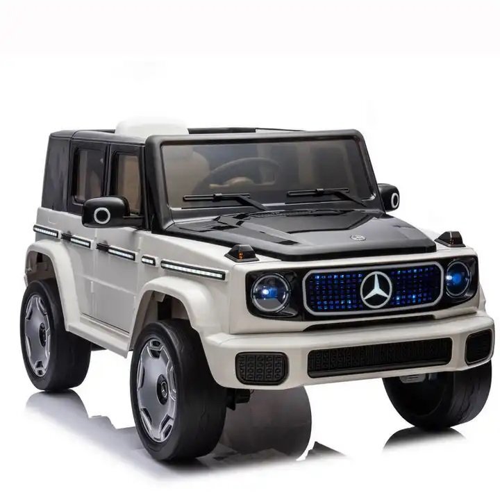 MERCEDES-BENZ Masinuta electrica pentru copii Mercedes Benz EQG White 110w cu echipare premiumacumulator 12V9Ahroti evascaun piele perforatatelecomanda 2.4Gdeschidere usilumini ledbaterie detasabilaoglinzi retrovizoare cu lumini