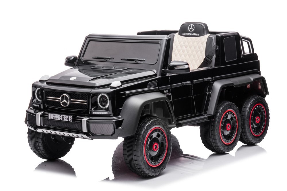 MERCEDES-BENZ Masinuta electrica pentru copii Mercedes Benz G63 6x6 Black cu telecomanda 2.4G motor 6 x 45W baterie 12V10Ah cu faruri roti din EVA sistem audio integrat USB si MP3 AUX dimensiune 120 x 68 x 61 cm