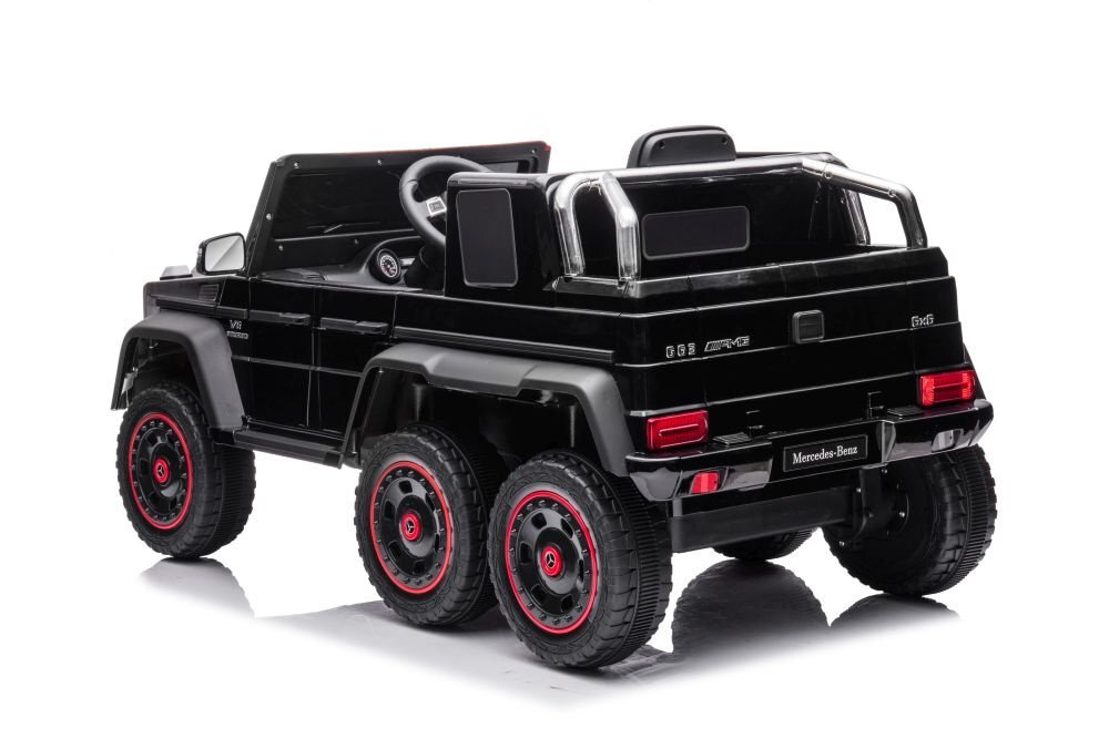 MERCEDES-BENZ Masinuta electrica pentru copii Mercedes Benz G63 6x6 Black cu telecomanda 2.4G motor 6 x 45W baterie 12V10Ah cu faruri roti din EVA sistem audio integrat USB si MP3 AUX dimensiune 120 x 68 x 61 cm