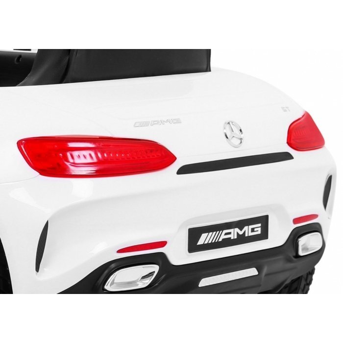 MERCEDES-BENZ Masinuta electrica pentru copii Mercedes Benz GT alb 70W cu telecomanda panou audio scaun piele centura siguranta roti Eva si descchidere usi