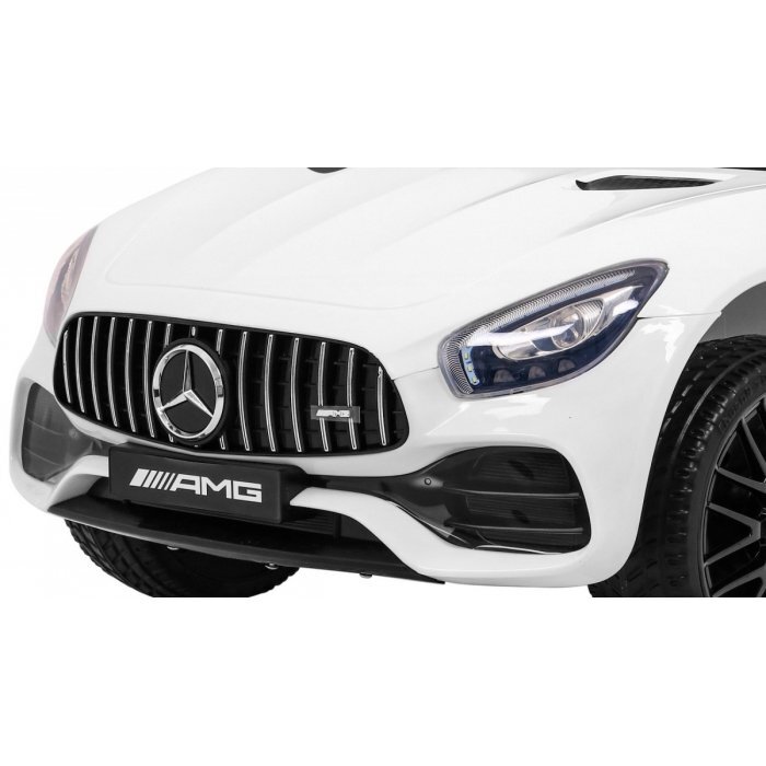 MERCEDES-BENZ Masinuta electrica pentru copii Mercedes Benz GT alb 70W cu telecomanda panou audio scaun piele centura siguranta roti Eva si descchidere usi