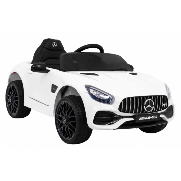 MERCEDES-BENZ Masinuta electrica pentru copii Mercedes Benz GT alb 70W cu telecomanda panou audio scaun piele centura siguranta roti Eva si descchidere usi