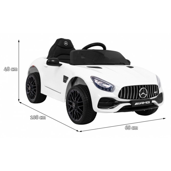 MERCEDES-BENZ Masinuta electrica pentru copii Mercedes Benz GT alb 70W cu telecomanda panou audio scaun piele centura siguranta roti Eva si descchidere usi