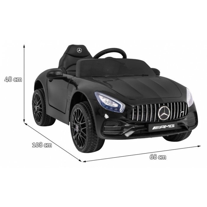 MERCEDES-BENZ Masinuta electrica pentru copii Mercedes Benz GT negru 70W cu telecomanda panou audio scaun piele centura siguranta roti Eva si descchidere usi