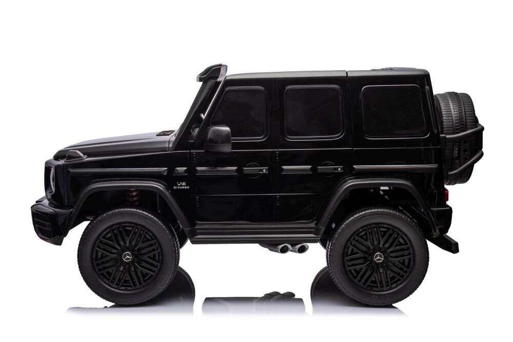 MERCEDES-BENZ Masinuta electrica pentru copii Mercedes G63 XXL 4x4 Black cu echipare Premium 220W si licenta sunete si lumini scaun piele panou audio 2 locuri si roti din spuma Eva