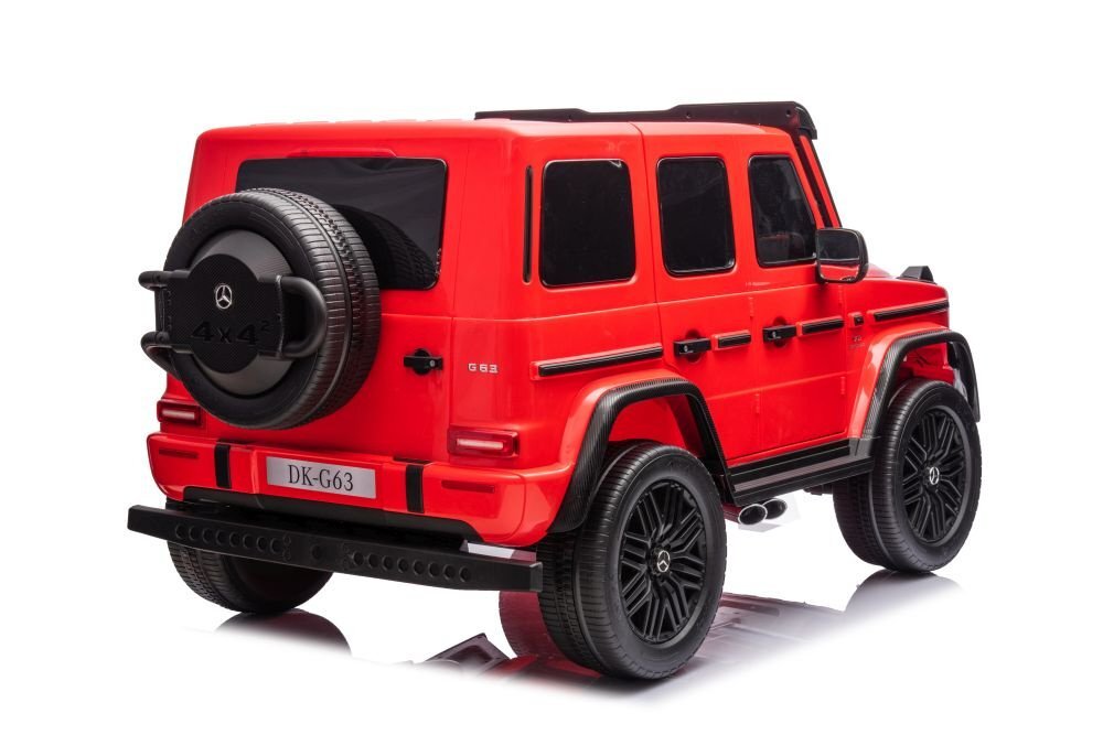 MERCEDES-BENZ Masinuta electrica pentru copii Mercedes G63 XXL Red design realist 4 motoare x55W cu bluetooth port USB MP3 lumini LED fataspate centuri de siguranta cauciucuri EVA dimensiune 158 x 93 x 81 cm