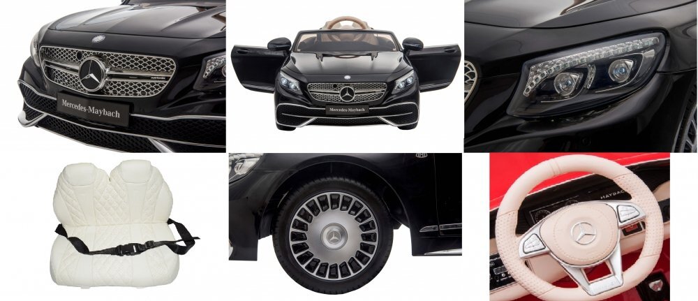 MERCEDES-BENZ Masinuta electrica pentru copii Mercedes Maybach S650 Black 12V4.5Ahechipare premium si licenta2 motoareroti EVAscaun pieleusi cu deschiderepornire la cheieunitate audio cu muzicalumini LEDsistem trollersuspensii