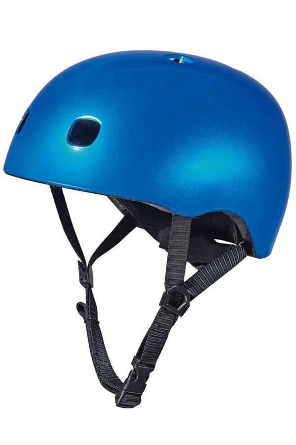 MICRO Casca de protectie reglabila Metallic Blue S cu Led orificii de ventilare usoara varsta 2-5 ani