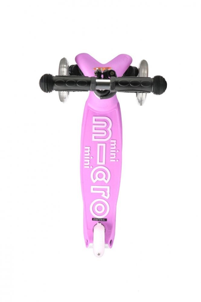 MICRO Trotineta Mini2go Deluxe Pink cu 3 roti scaunel spatiu depozitare ghidon telescopic roti din silicon greutate admisa 50 kg