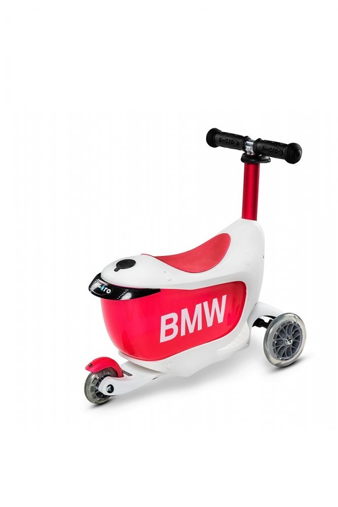 MICRO Trotineta X BMW Kids WhiteRaspberry cu ghidon reglabil roti din silicon greutate 1.99 kg sustine 50 kg