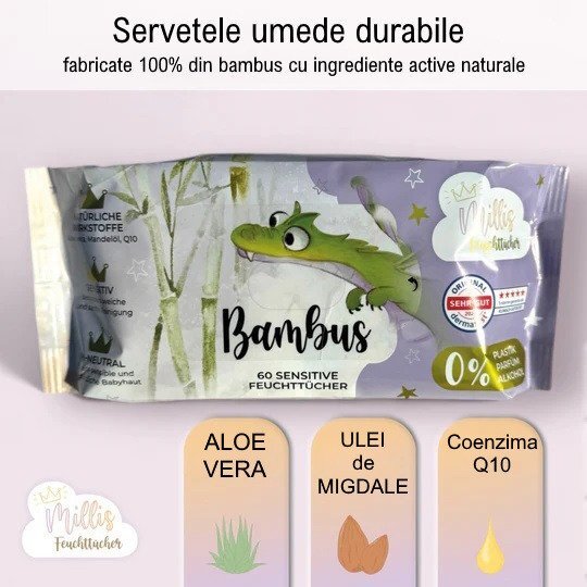 Millis Servetele umede din bambus Magic 60 bucati