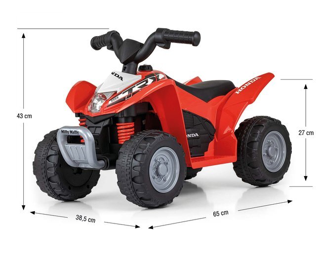 Milly Mally Atv electric pentru copii Honda Red 30W 18-36 luni cu licenta sunete si lumini