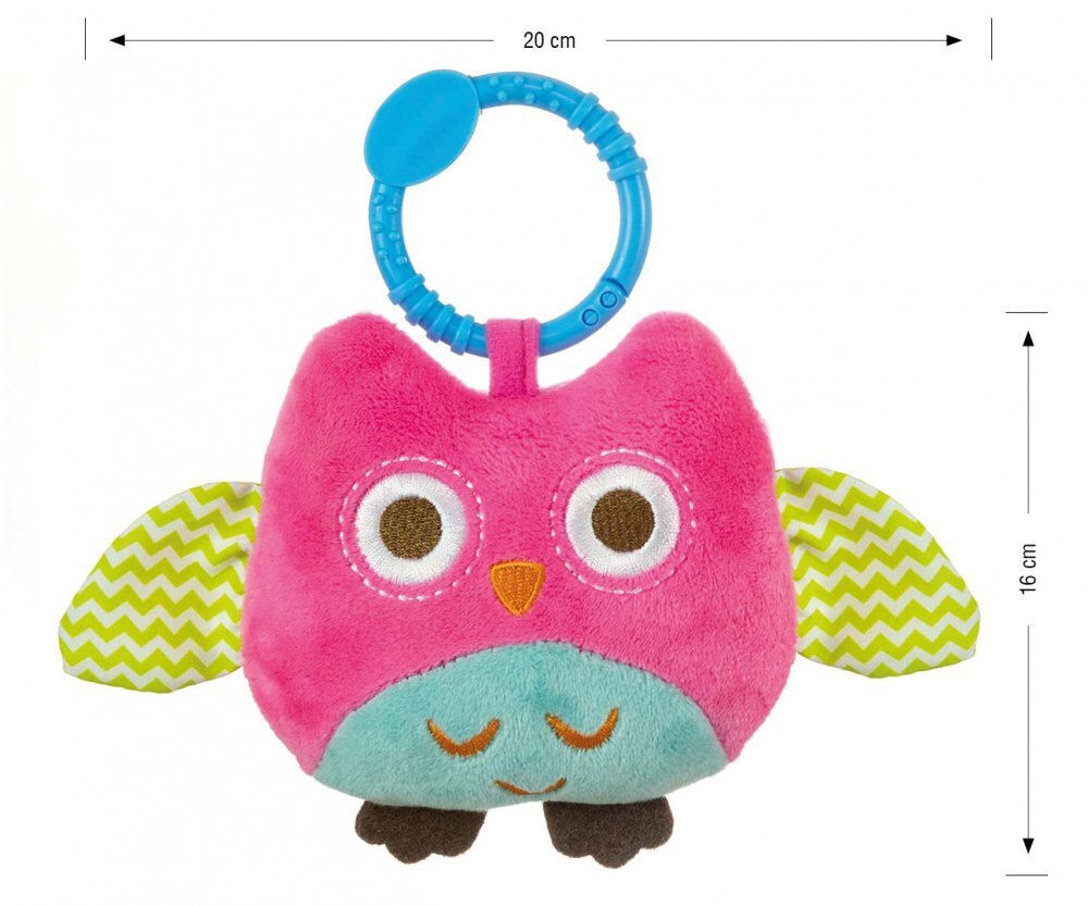 Milly Mally Jucarie din plus pentru agatat cu clopotel Happy Owl Pink