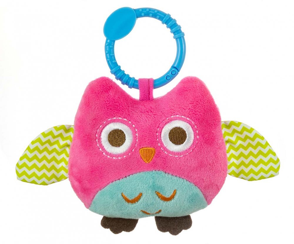 Milly Mally Jucarie din plus pentru agatat cu clopotel Happy Owl Pink