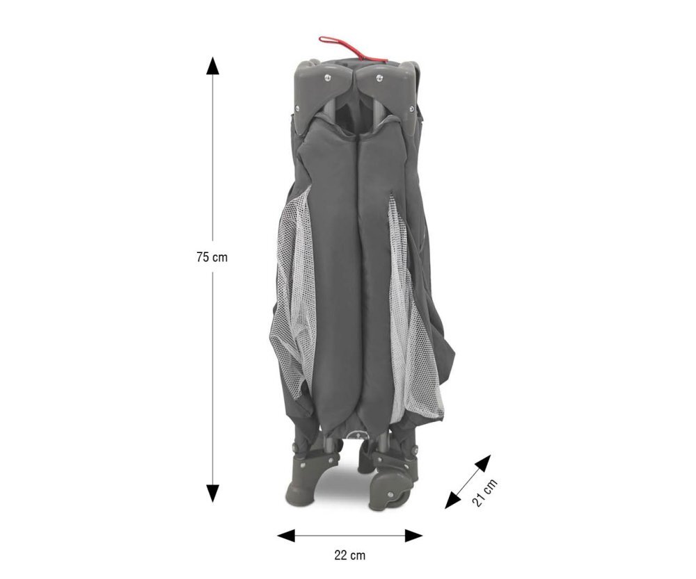 Milly Mally Patut pliabil de calatorie Mirage Dark Grey nivel reglabil roti si geanta transport