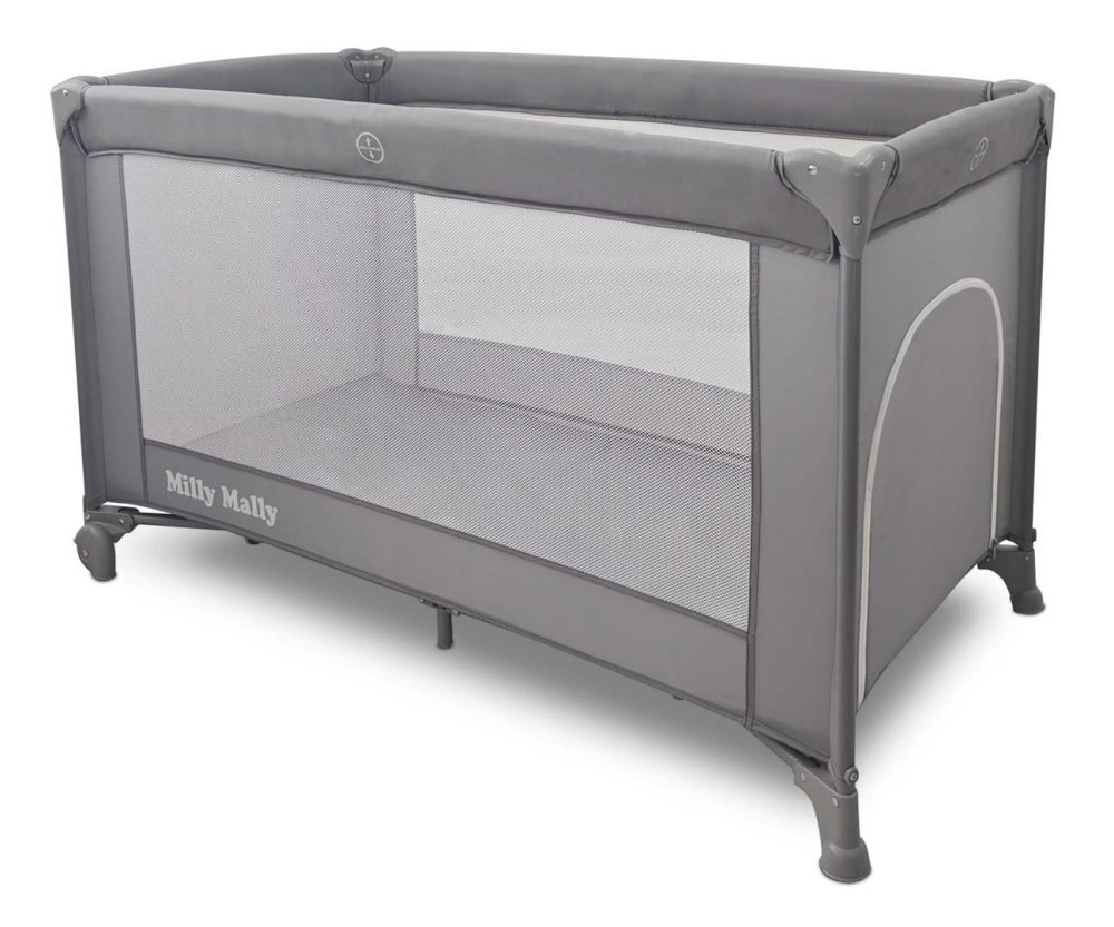 Milly Mally Patut pliabil de calatorie Mirage Grey nivel reglabil roti si geanta transport