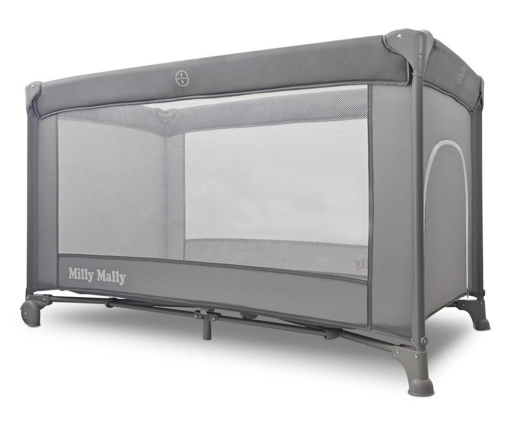 Milly Mally Patut pliabil de calatorie Mirage Grey nivel reglabil roti si geanta transport
