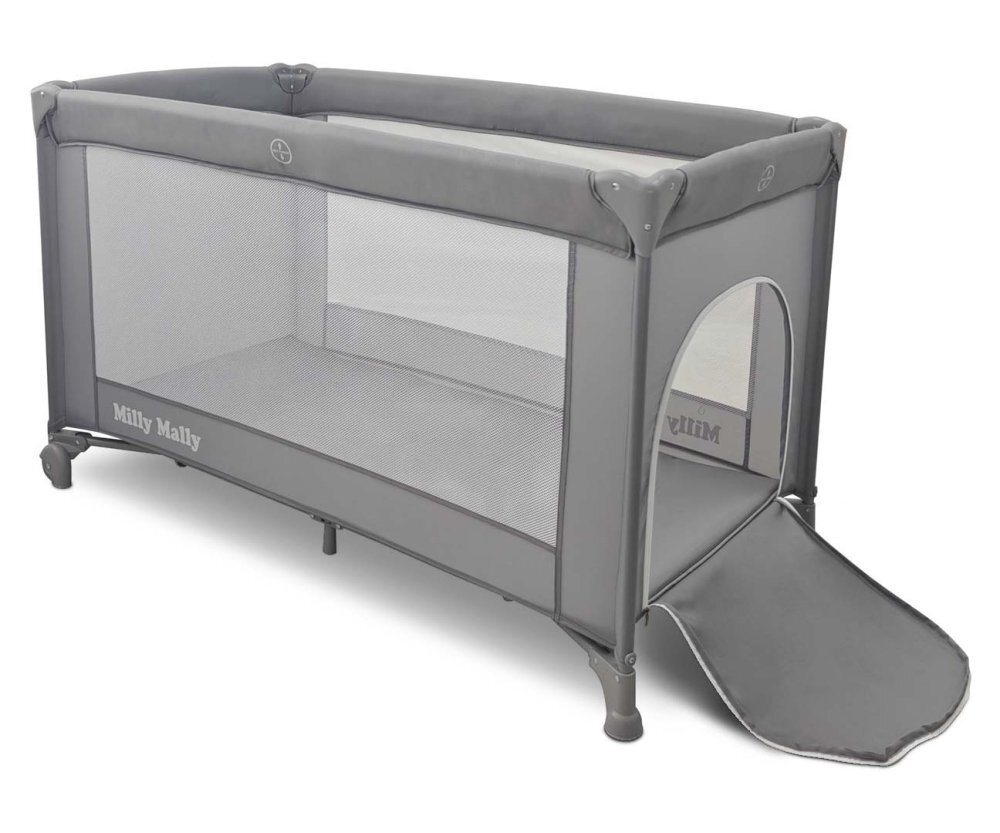 Milly Mally Patut pliabil de calatorie Mirage Grey nivel reglabil roti si geanta transport