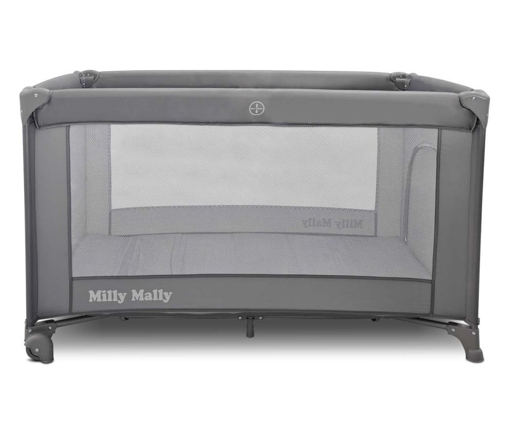 Milly Mally Patut pliabil de calatorie Mirage Grey nivel reglabil roti si geanta transport