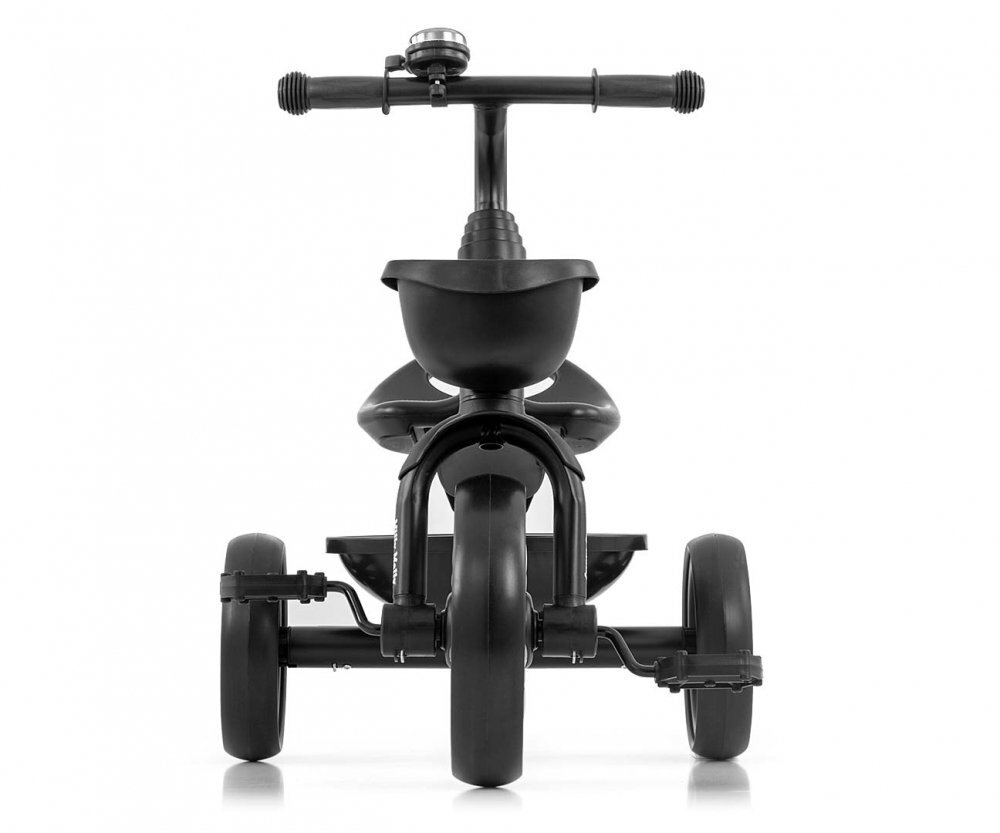 Milly Mally Tricicleta pentru copii Bobby Black cu cadru robust din otel roti Eva +24 luni