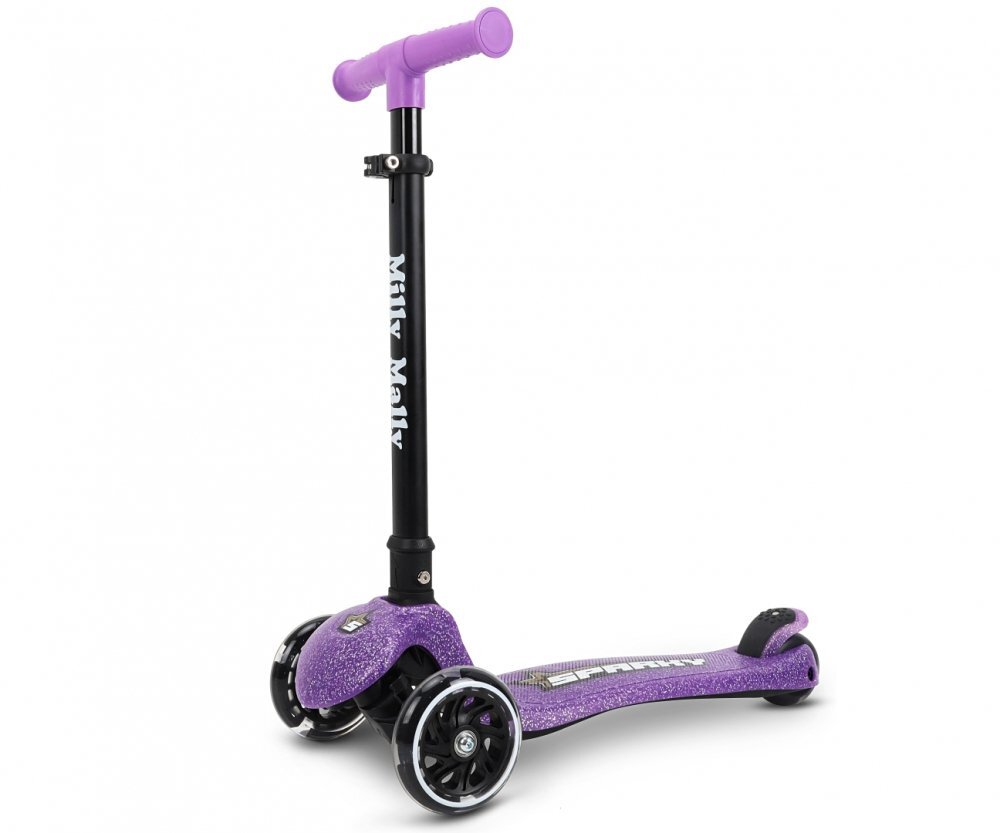 Milly Mally Trotineta pliabila Sparky Violet roti din silicon cu led platforma iluminata greutate admisa 50 kg