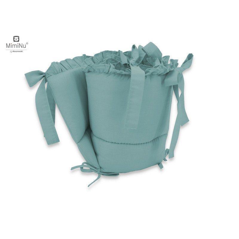 MimiNu Aparatoare pentru patut cu volanase din bumbac 180x30 cm colectia Royal Nepal green