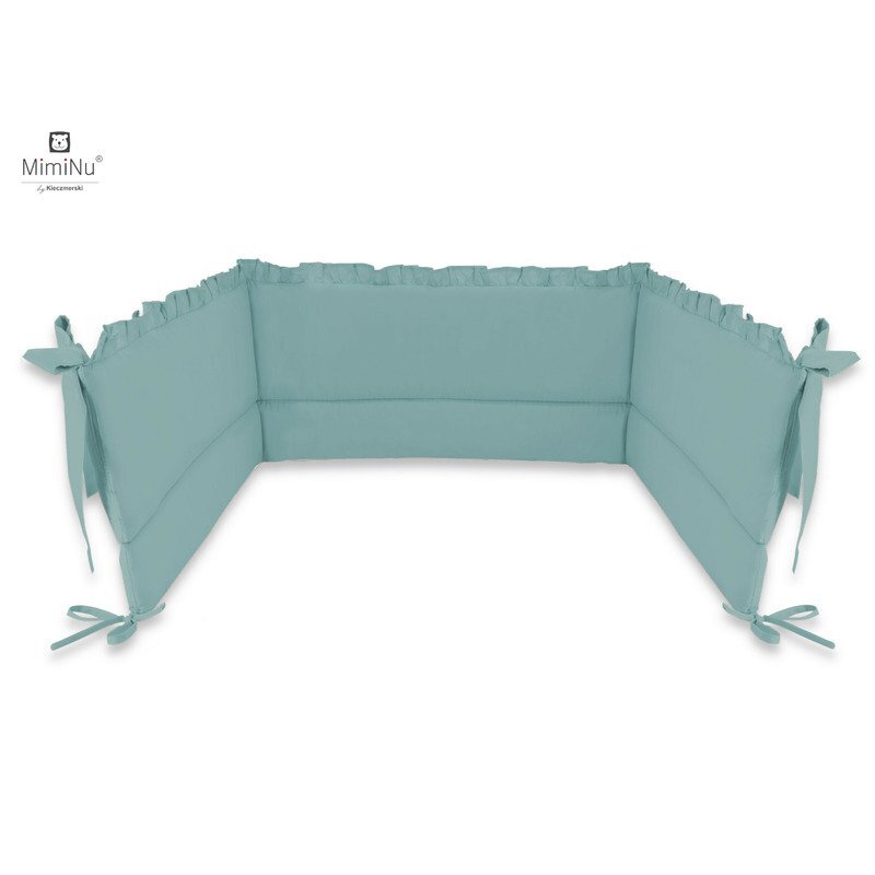 MimiNu Aparatoare pentru patut cu volanase din bumbac 180x30 cm colectia Royal Nepal green