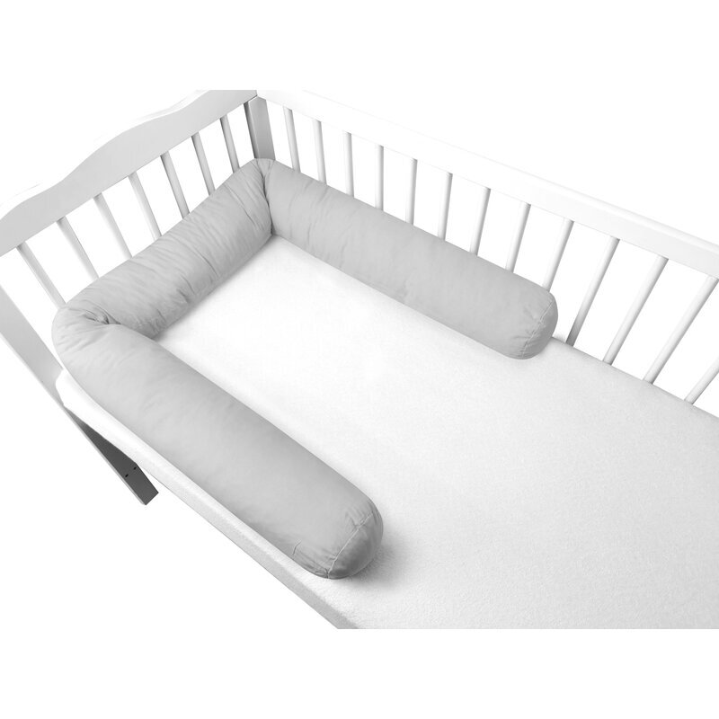 MimiNu Aparatoare pentru patut tip rulou cu husa detasabila lungime 180 cm din bumbac Colectia Royal Grey