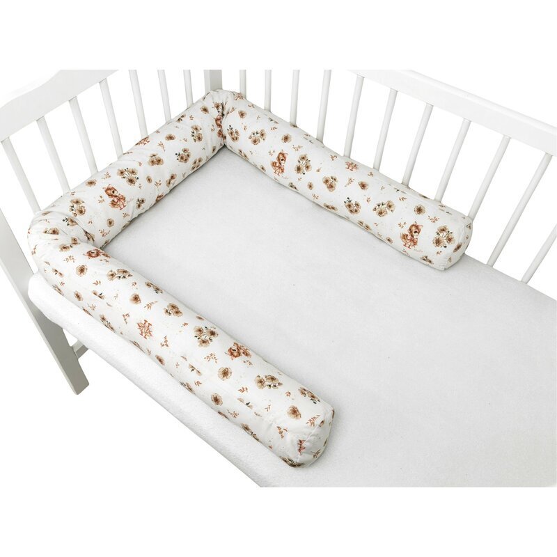 MimiNu Aparatoare pentru patut tip rulou cu husa detasabila lungime 180 cm din bumbac Design Ducklings Beige