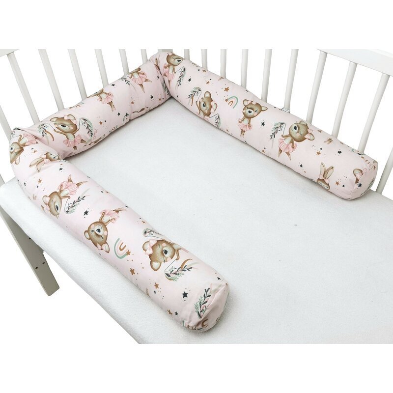 MimiNu Aparatoare pentru patut tip rulou cu husa detasabila lungime 180 cm din bumbac Design Little Ballerina Pink