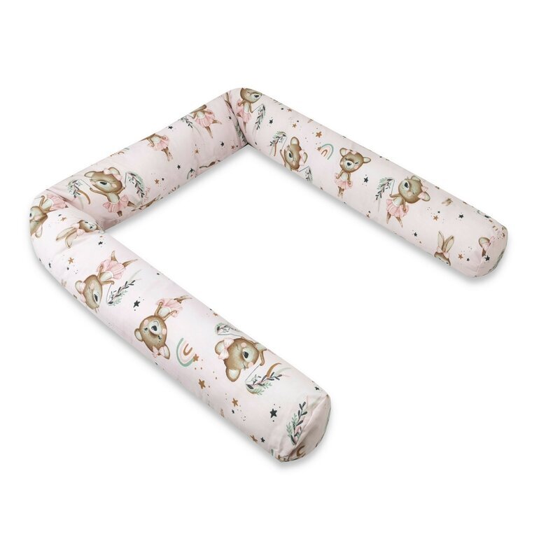MimiNu Aparatoare pentru patut tip rulou cu husa detasabila lungime 180 cm din bumbac Design Little Ballerina Pink