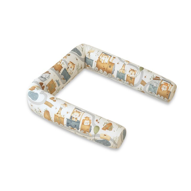 MimiNu Aparatoare pentru patut tip rulou cu husa detasabila lungime 180 cm din bumbac Design Zoo in train