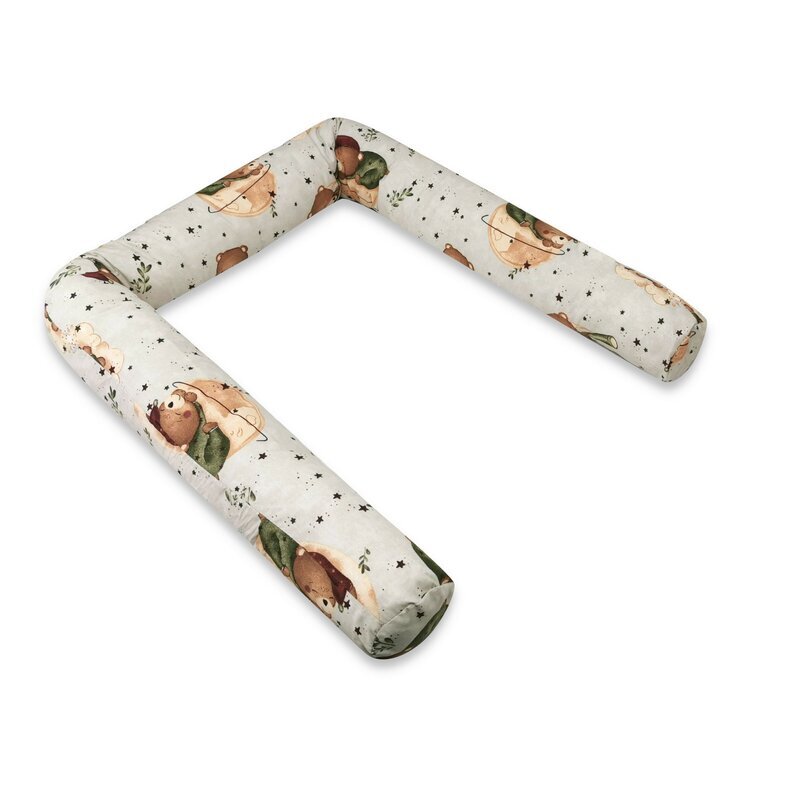 MimiNu Aparatoare pentru patut tip rulou cu husa detasabila lungime 180 cm din bumbac Teddy Bear On Moon