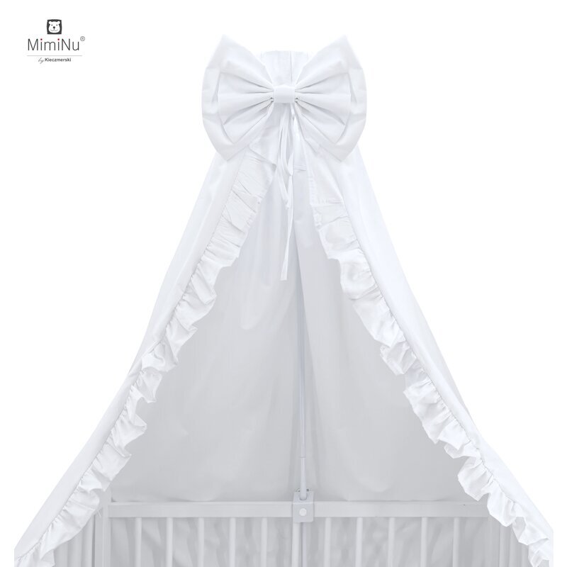 MimiNu Baldachin din tull pentru patut cu funda si volan 210x145 cm Alb