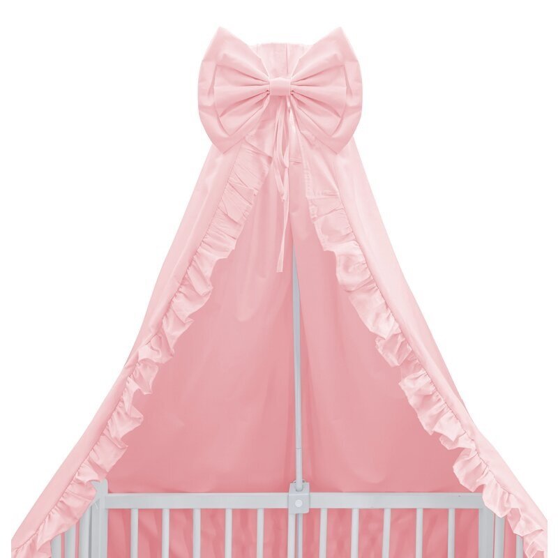 MimiNu Baldachin pentru patut cu funda si volanas 210x145 cm Colectia Royal Powder Pink