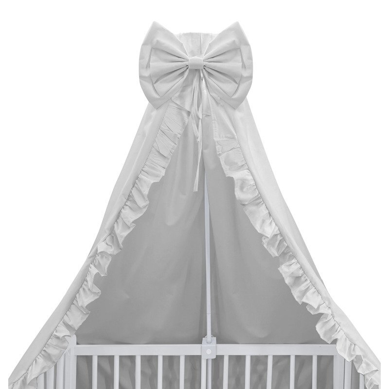 MimiNu Baldachin pentru patut cu funda si volanas 210x145 cm Royal Grey