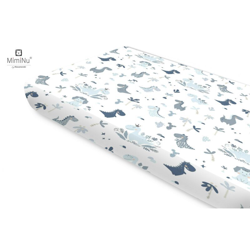 MimiNu Cearceaf cu elastic din bumbac 160x80 cm Dino Granat