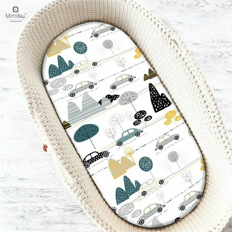 MimiNu Cearceaf cu elastic pentru landou 80x35 cm din bumbac Childrens Journey Grey