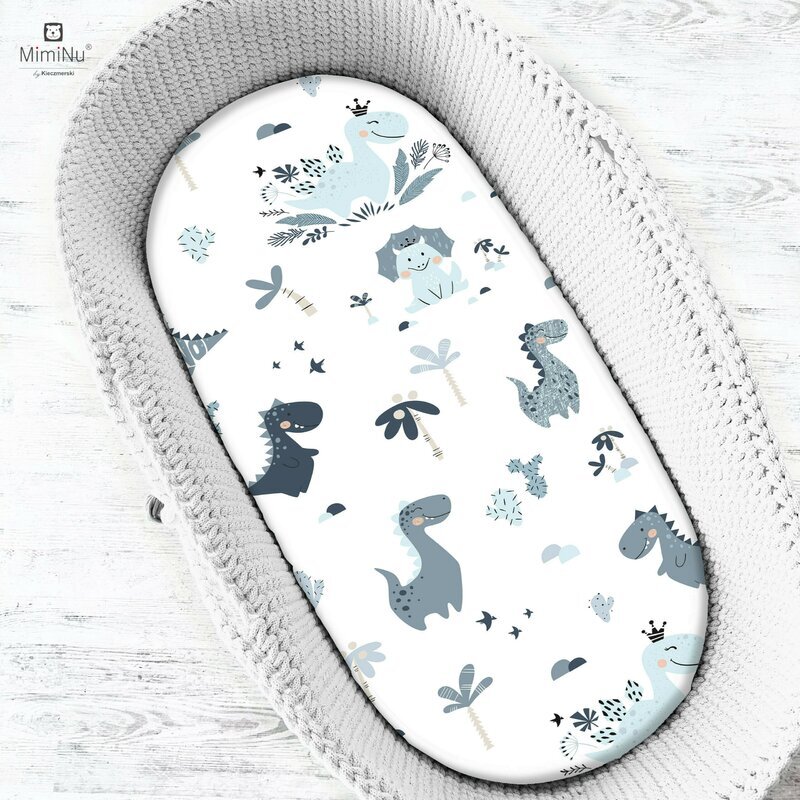 MimiNu Cearceaf cu elastic pentru landou 80x35 cm din bumbac Dino Granat