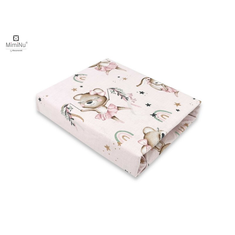 MimiNu Cearceaf cu elastic pentru landou 80x35 cm din bumbac Little Ballerina Pink