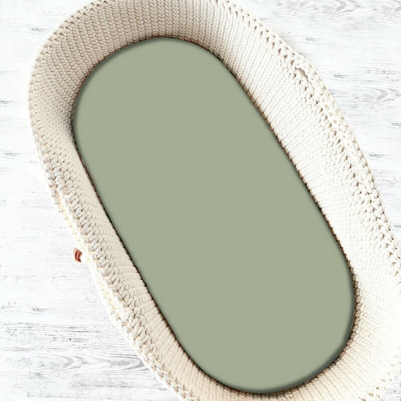 MimiNu Cearceaf cu elastic pentru landou carucior si cosulet 80x35 cm din jerseu olive